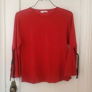 Mango Casual Bell Sleeve Blouse with Ties